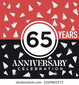 Celebrating happy  65th years anniversary logo design with abstract on red and black background template illustration	