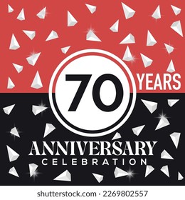 Celebrating happy  70th years anniversary logo design with abstract on red and black background template illustration	