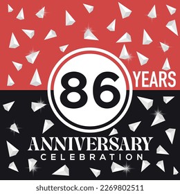 Celebrating happy 86th years anniversary logo design with abstract on red and black background template illustration	
