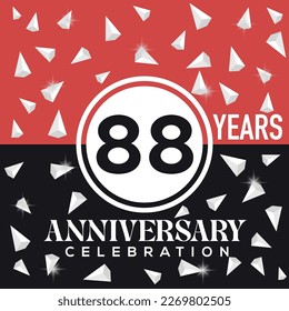 Celebrating happy 88th years anniversary logo design with abstract on red and black background template illustration	