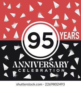 Celebrating happy  95th years anniversary logo design with abstract on red and black background template illustration	