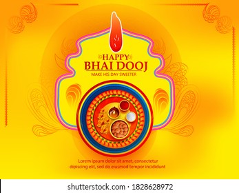 celebrating Happy Bhai Dooj on colorful art style background 