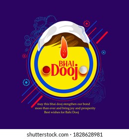 celebrating Happy Bhai Dooj on colorful art style background 