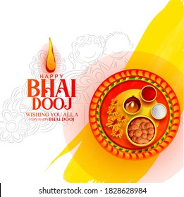 celebrating Happy Bhai Dooj on colorful art style background 