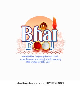 celebrating Happy Bhai Dooj on colorful art style background 