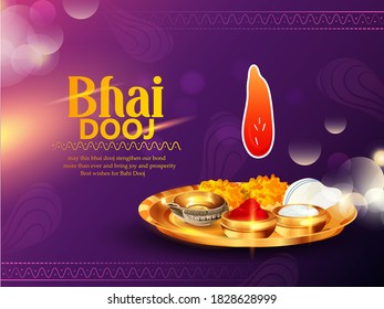 celebrating Happy Bhai Dooj on colorful art style background 