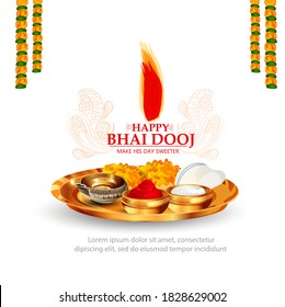 celebrating Happy Bhai Dooj on colorful art style background 