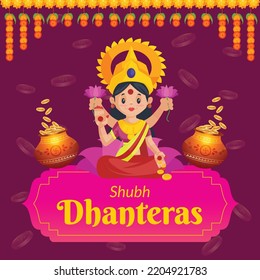 Celebrating happy Dhanteras banner design template. 