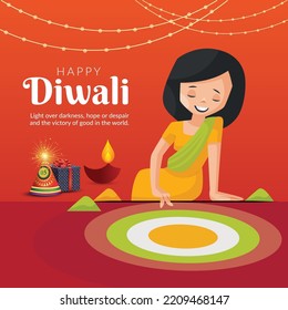 Celebrating happy Diwali Indian festival banner design template. 