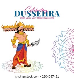 Celebrating happy Dussehra Indian festival banner design template.