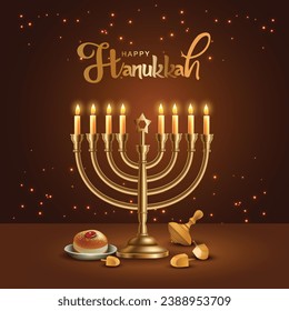 celebrating happy Hannukah festival. creative abstract illustration digital painting.