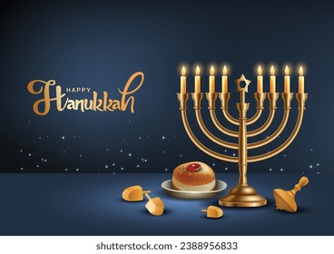 celebrating happy Hannukah festival. creative abstract illustration digital painting.