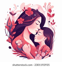  celebrating happy mother's day with arms holding each others and be surrounded by carnation flowers