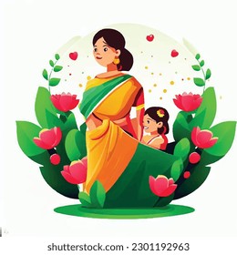  celebrating happy mother's day with arms holding each others and be surrounded by carnation flowers