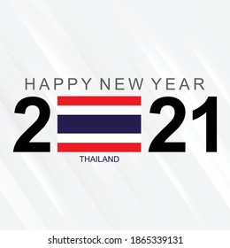 Celebrating Happy New Year 2021 with THAILAND flag. Abstract Holiday vector design illustration on white background. THAILAND 2021 festival Banner for social media networks.