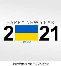 Celebrating Happy New Year 2021 with UKRAINE flag. Abstract Holiday vector design illustration on white background. UKRAINE 2021 festival Banner for social media networks.