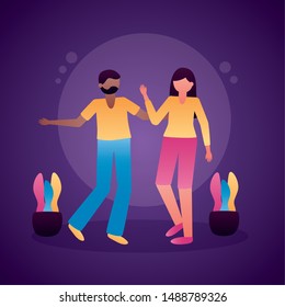 celebrating happy young man and woman design vector illustration
