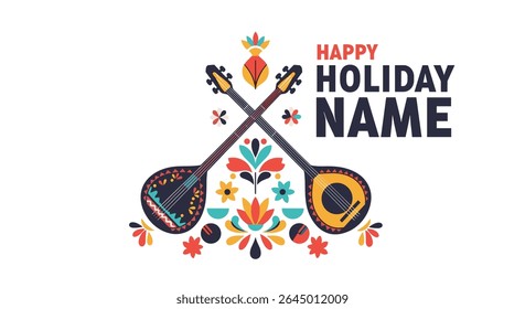 Celebrating the Holidays with Music and Colorful Folk Art A Festive Greeting Design