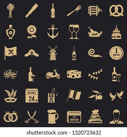 Celebrating icons set. Simple style of 36 celebrating vector icons for web for any design