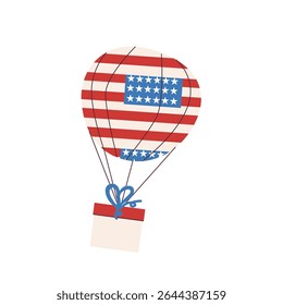 Celebrating independence day with a patriotic hot air balloon design.
