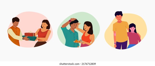 Celebrating Indian brother and sister vector illustration on Raksha Bandhan festival

