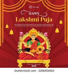 Celebrating Indian festival happy Lakshmi puja banner design template.