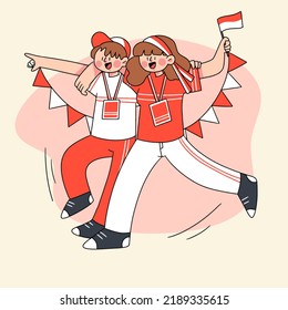 Celebrating Indonesia Independence Day Character Illustration Vector 