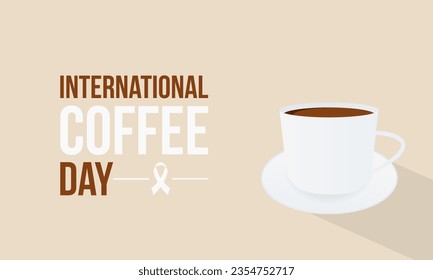 Celebración del Día Internacional del Café con alubias aromáticas y brotes reconfortantes. Plantilla de Ilustración del Vector de Cultura del Café Global.