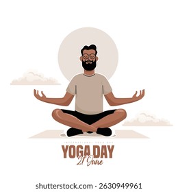 Celebrating International Yoga Day with individuals practicing yoga in different asanas, symbolizing fitness and mindfulness
