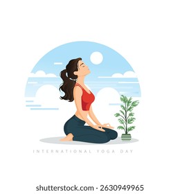 Celebrating International Yoga Day with individuals practicing yoga in different asanas, symbolizing fitness and mindfulness