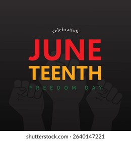Celebrating Juneteenth Freedom Day Illustration with Broken Chains | Typography Banner Design | African American Emancipation Day Flat Vector