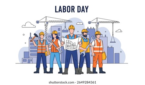 Celebrating Labor Day with Dedicated Workers in the Construction Industry on a Holiday Honoring Effort and Achievement