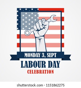 Celebrating Labor day with flag of america background, September 3 th, United state of America, American Labor day vector Illustration. Beautiful USA flag Composition