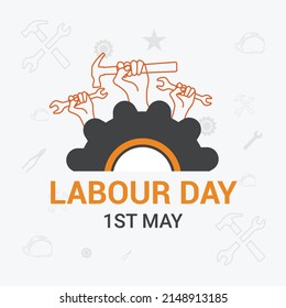 Celebrating labor day illustration with Hand grabbing a wrench