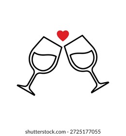 Celebrando el amor con Vector de vino
