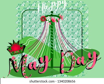 Celebrating the May Day in England. Vector for design flyer,invitation, card, poster.