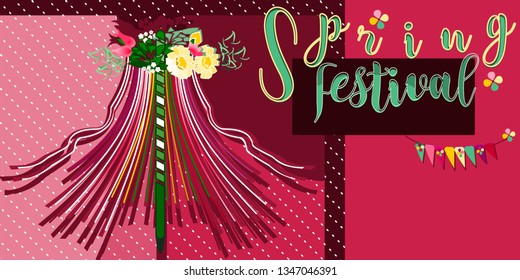 Celebrating the May Day in England. Vector for design flyer,invitation, card, poster.