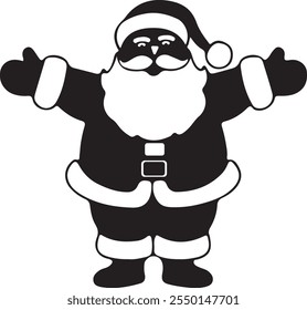 Celebrating Merry Christmas Santa Claus wears a cap silhouette clipart, Vector icon illustration design.