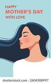 Celebrating Mother's Day. A stylish illustration of a woman enjoying a serene moment, that conveys warmth and love against a soft background. Vector illustration in a minimalistic style.