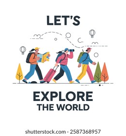 Celebrating mountain hikes Concept illustration