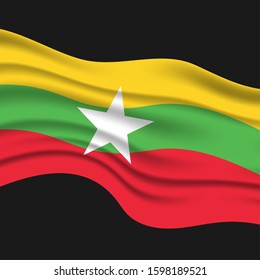 Celebrating Myanmar Independence Day (Burmese Days) 4 January. Vector of National Day with Myanmar flags. 
Vector Illustration