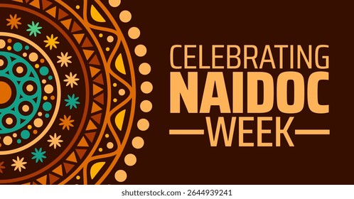 Celebrando o banner ou modelo de design de cartaz da NAIDOC Week. observado todos os anos em julho. Conceito de férias. Use para qualquer modelo, cartão, cartaz, cartaz, modelo.