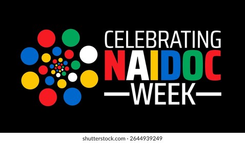 Celebrando o banner ou modelo de design de cartaz da NAIDOC Week. observado todos os anos em julho. Conceito de férias. Use para qualquer modelo, cartão, cartaz, cartaz, modelo.