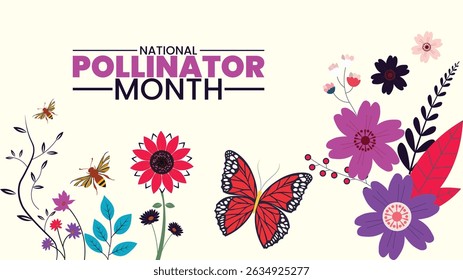 Celebrating National Pollinators Month design templet banground, use anywhere