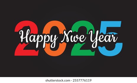 Celebrating New Year 2025. Elegant card for the event with abstract golden numbers on a black background. vector illustration.