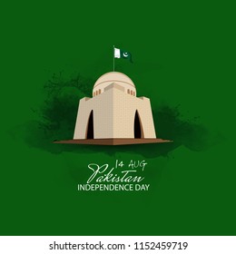 Celebrating Pakistan Independence Day creative vector illustration. 14th August pakistan independence with creative typography