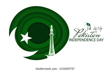 Celebrating Pakistan Independence Day creative vector illustration. 14th August pakistan independence with creative typography