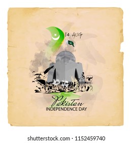 Celebrating Pakistan Independence Day creative vector illustration. 14th August pakistan independence with creative typography