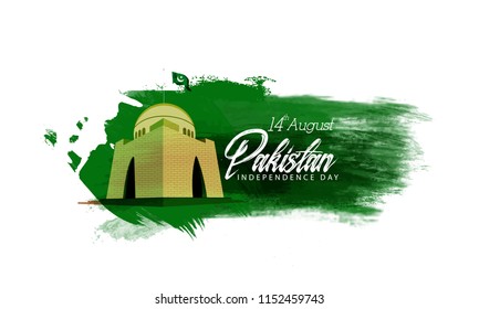 Celebrating Pakistan Independence Day creative vector illustration. 14th August pakistan independence with creative typography