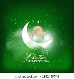 Celebrating Pakistan Independence Day creative vector illustration. 14th August pakistan independence with creative typography